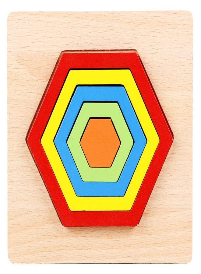 Folca® Bright Colored Wooden Seriation Puzzle Geometric Shape 3D Wooden Puzzle for Kids, (Design 8 Star, Flower, Hexagon, Square, Triangle) - Image 4